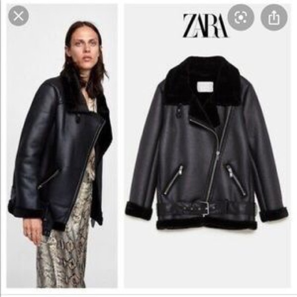 zara double faced biker jacket